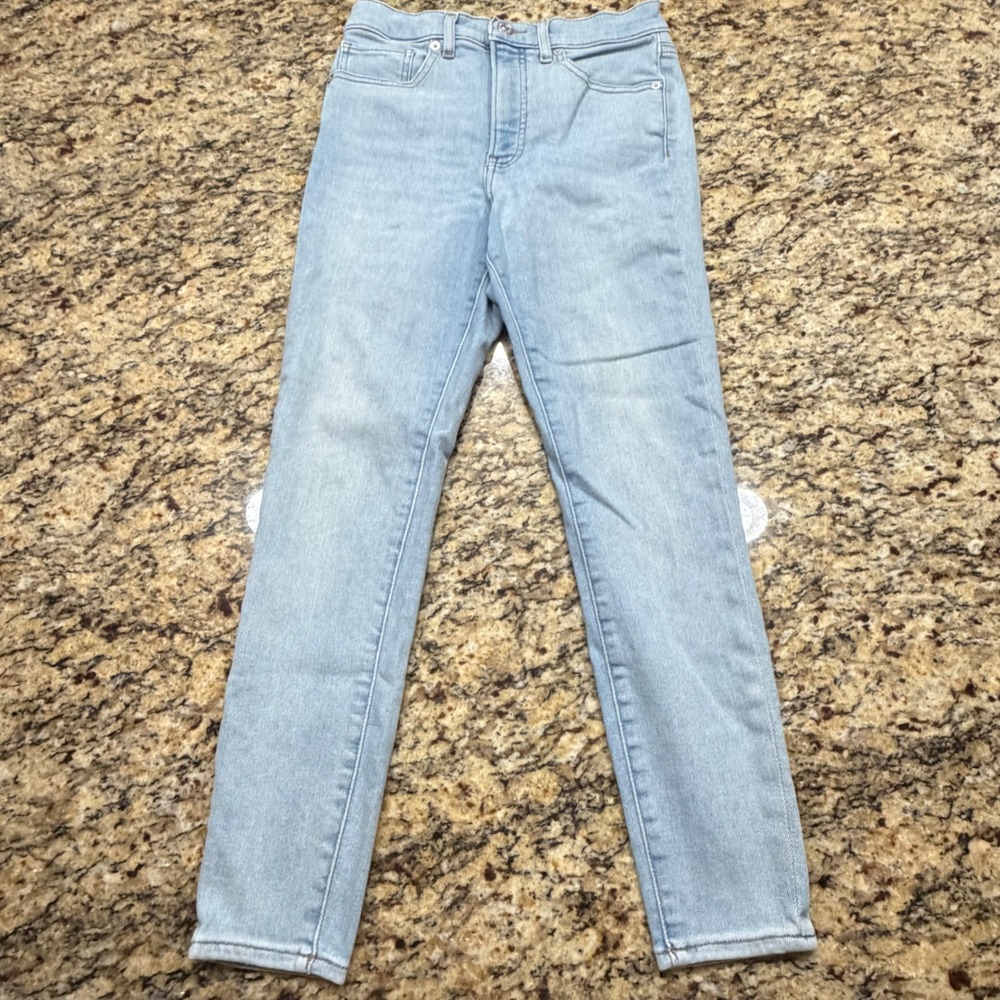 Express Women Light Wash High Rise Cropped Skinny Jeans Size 4R ws